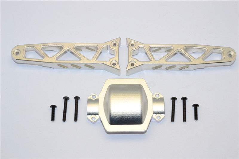 Axial Yeti XL Monster Buggy Aluminum Rear Axle Housing Mount - 3Pcs Set Silver