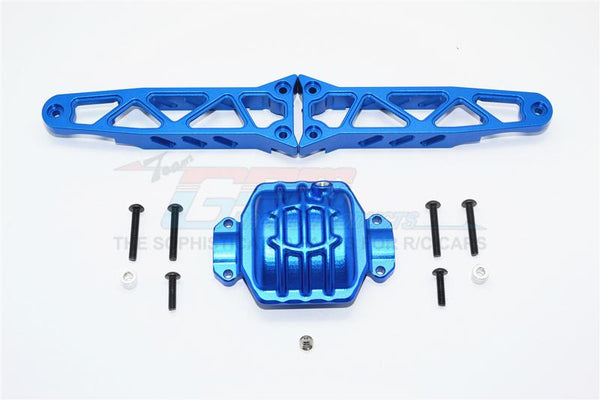 Axial Yeti XL Monster Buggy Aluminum Rear Axle Housing Mount - 3Pcs Set Blue