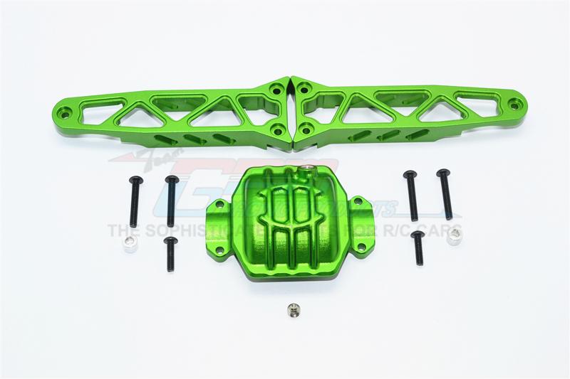 Axial Yeti XL Monster Buggy Aluminum Rear Axle Housing Mount - 3Pcs Set Green