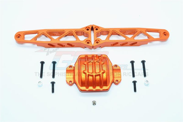 Axial Yeti XL Monster Buggy Aluminum Rear Axle Housing Mount - 3Pcs Set Orange