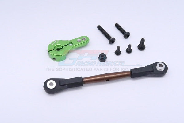 Axial Yeti XL Monster Buggy Spring Steel Anti-Thread Tie Rod With Aluminum Servo Horn For 23T Spline Output Shaft - 1 Set Green