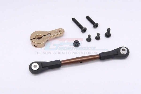 Axial Yeti XL Monster Buggy Spring Steel Anti-Thread Tie Rod With Aluminum Servo Horn For 23T Spline Output Shaft - 1 Set Titanium