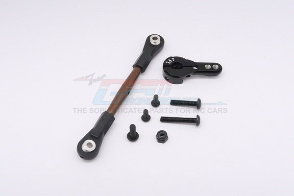 Axial Yeti XL Monster Buggy Spring Steel Anti-Thread Tie Rod With Aluminum Servo Horn For 24T Spline Output Shaft - 1 Set Black