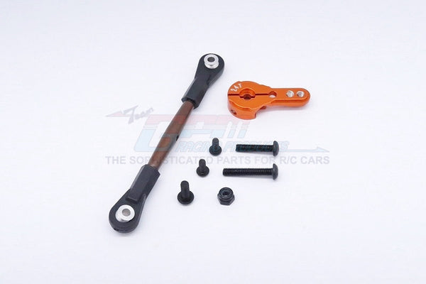 Axial Yeti XL Monster Buggy Spring Steel Anti-Thread Tie Rod With Aluminum Servo Horn For 24T Spline Output Shaft - 1 Set Orange