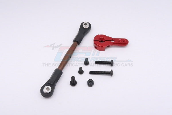 Axial Yeti XL Monster Buggy Spring Steel Anti-Thread Tie Rod With Aluminum Servo Horn For 24T Spline Output Shaft - 1 Set Red