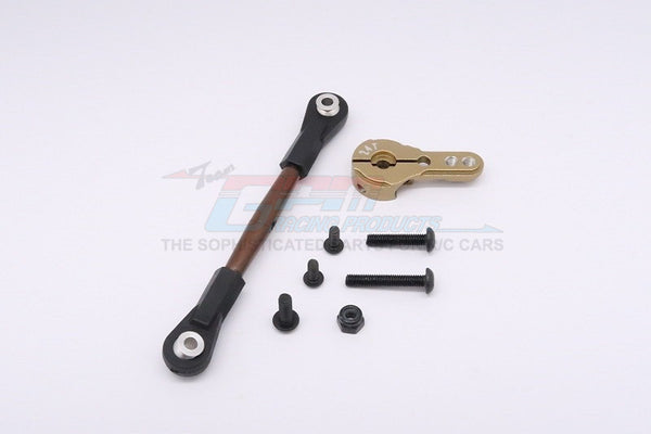 Axial Yeti XL Monster Buggy Spring Steel Anti-Thread Tie Rod With Aluminum Servo Horn For 24T Spline Output Shaft - 1 Set Titanium