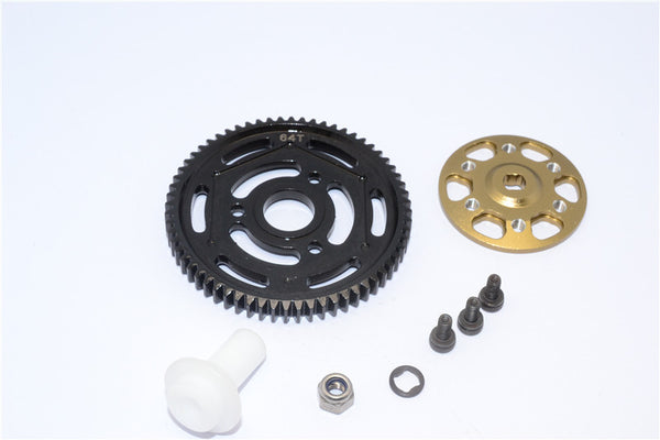 Axial Yeti XL Monster Buggy Aluminum Spur Gear Adapter + Steel Spur Gear 32 Pitch 64T - 2Pcs Set Titanium