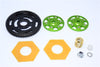 Axial Yeti XL Monster Buggy Aluminum Spur Gear Adapter + Steel Spur Gear 32 Pitch 64T + Fibre Slipper Pad - 5Pcs Set Green