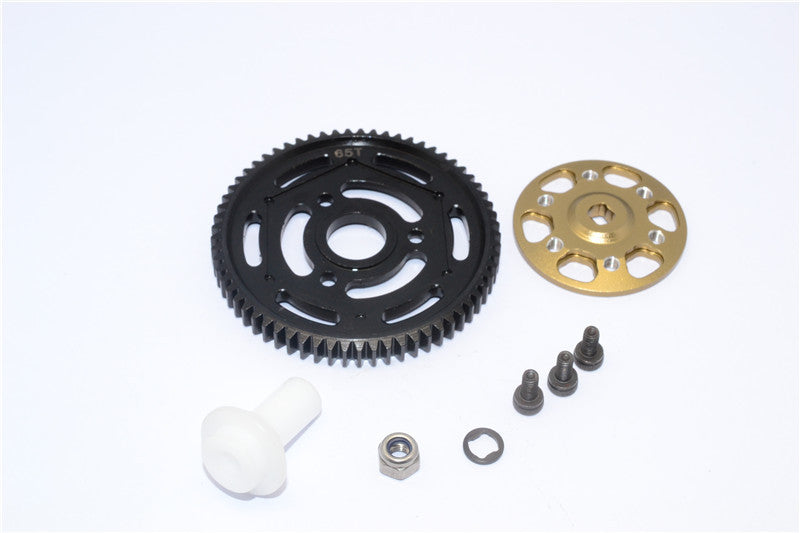 Axial Yeti XL Monster Buggy Aluminum Spur Gear Adapter + Steel Spur Gear 32 Pitch 65T - 2Pcs Set Titanium
