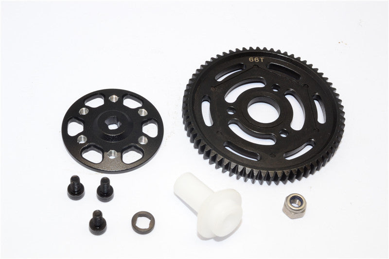 Axial Yeti XL Monster Buggy Aluminum Spur Gear Adapter + Steel Spur Gear 32 Pitch 664T - 2Pcs Set Black
