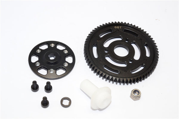 Axial Yeti XL Monster Buggy Aluminum Spur Gear Adapter + Steel Spur Gear 32 Pitch 664T - 2Pcs Set Black