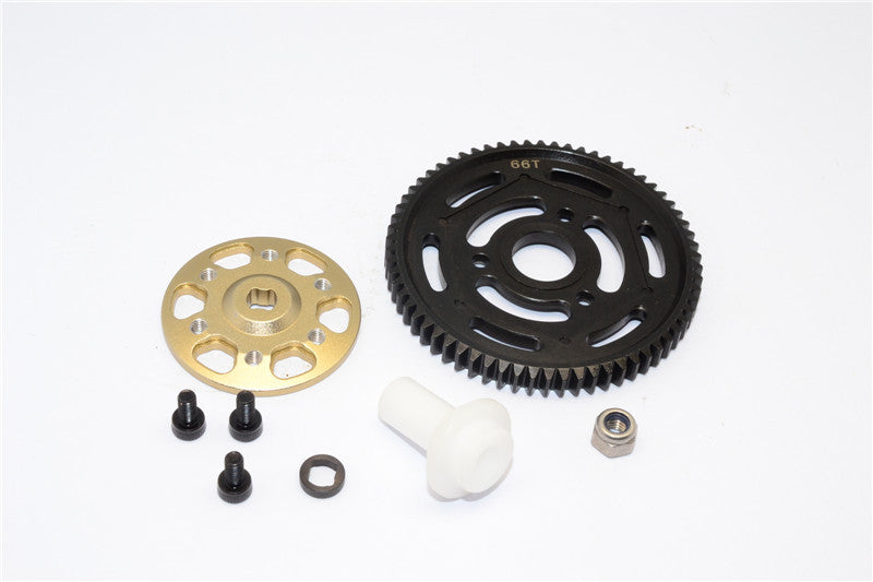 Axial Yeti XL Monster Buggy Aluminum Spur Gear Adapter + Steel Spur Gear 32 Pitch 664T - 2Pcs Set Titanium