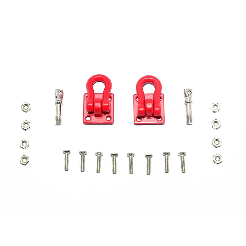 R/C Scale Accessories : Simulation Aluminum Tow Recovery Point Set For 1:10 Crawlers - 1Pr Set Red