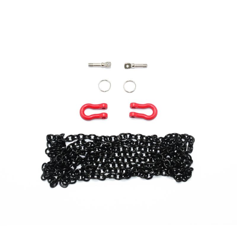 R/C Scale Accessories : Simulation Metal Towing Rings With Chain For 1:10 Crawlers - 1 Set Black