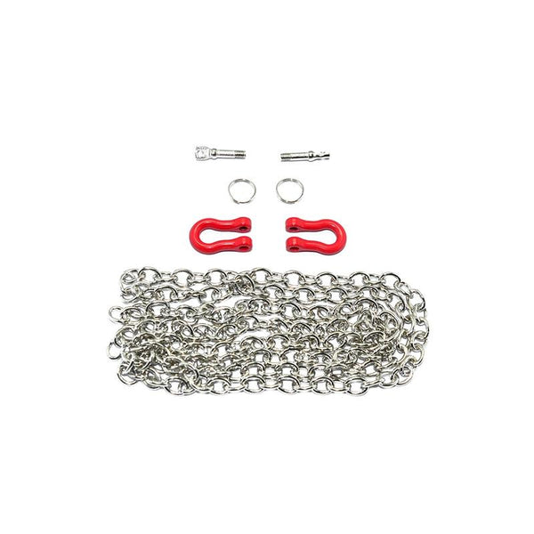 R/C Scale Accessories : Simulation Metal Towing Rings With Chain For 1:10 Crawlers - 1 Set Silver