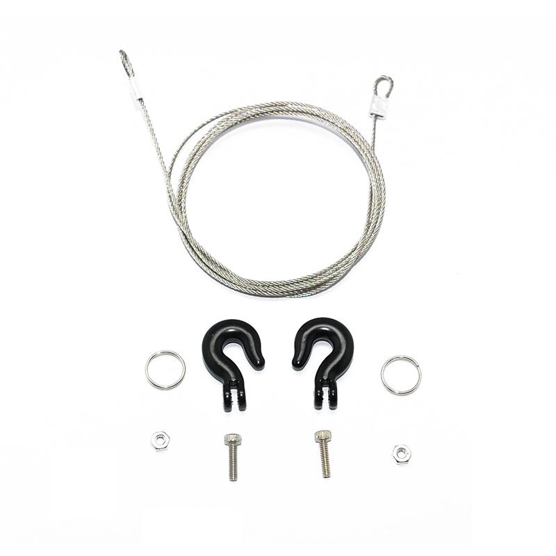 R/C Scale Accessories : Simulation Metal Towing Hooks With Steel Wire For 1:10 Crawlers - 1 Set Black