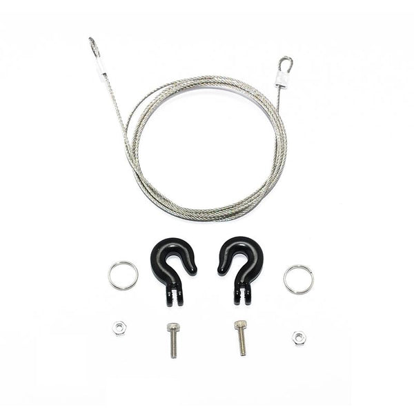 R/C Scale Accessories : Simulation Metal Towing Hooks With Steel Wire For 1:10 Crawlers - 1 Set Black