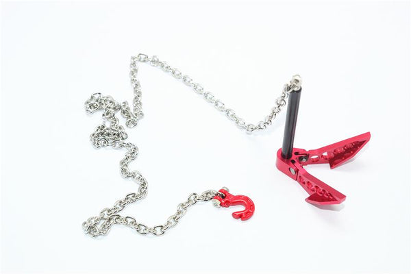 R/C Scale Accessories : Ground Anchor Chain Hook Combo For 1:10 Crawlers - 1Pc Set Red