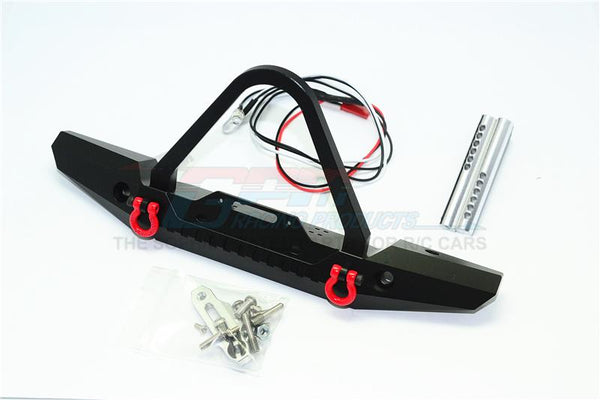 Aluminum Front Bumper With Led Lights For 1:10 Crawlers (B) - 19Pc Set Black