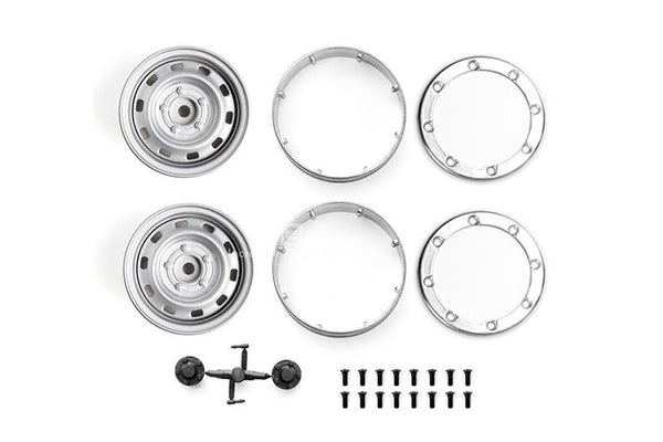 R/C Scale Accessories : Aluminum Wheel 1.9" For 1:10 Crawlers (Design B) - 24Pc Set Silver