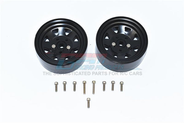 R/C Scale Accessories : Aluminum Wheel 1.9" For 1:10 Crawlers  - 2Pc Set Black