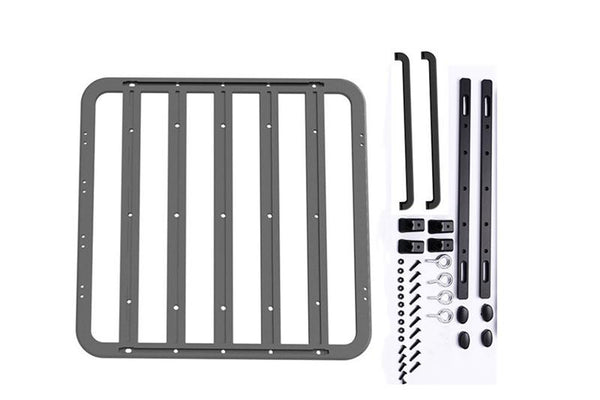 R/C Scale Accessories : Rc Car Metal Roof Luggage Rack For 1:10 Crawlers (With Handle) - 41Pc Set Black