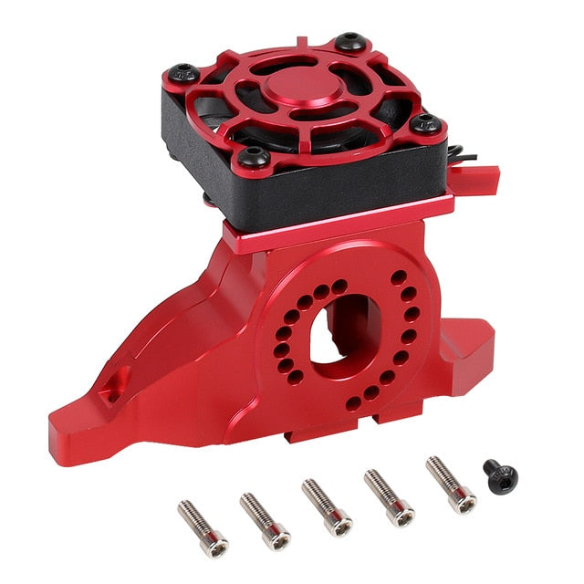 Aluminum Alloy Motor Mount Heat Sink with Cooling Fan for 1/10 RC Crawler Car TRAXXAS TRX-4 #8290 - 1 Set Red
