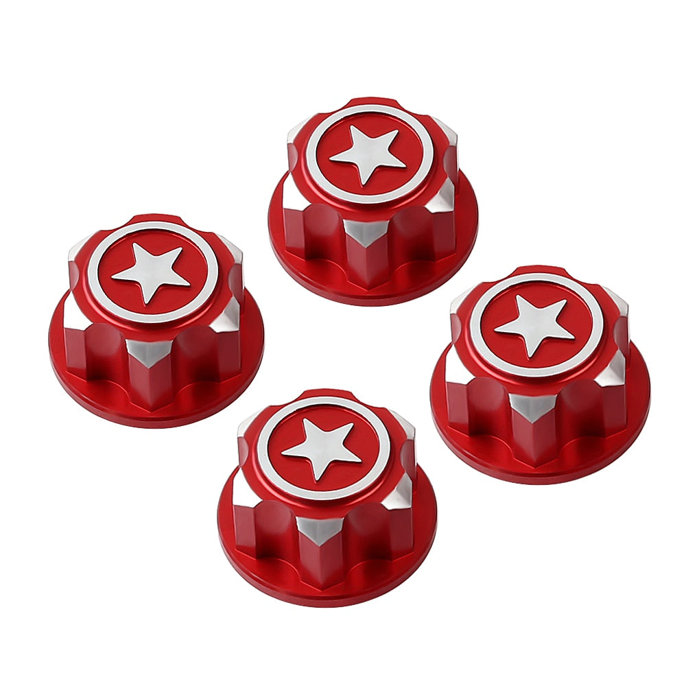 Aluminium 17MM Hex Wheel Nut Center Cap for 1:8 Off-road RC Car Monster Truck Traxxas X-Maxx SUMMIT  E-REVO - 4Pc Red