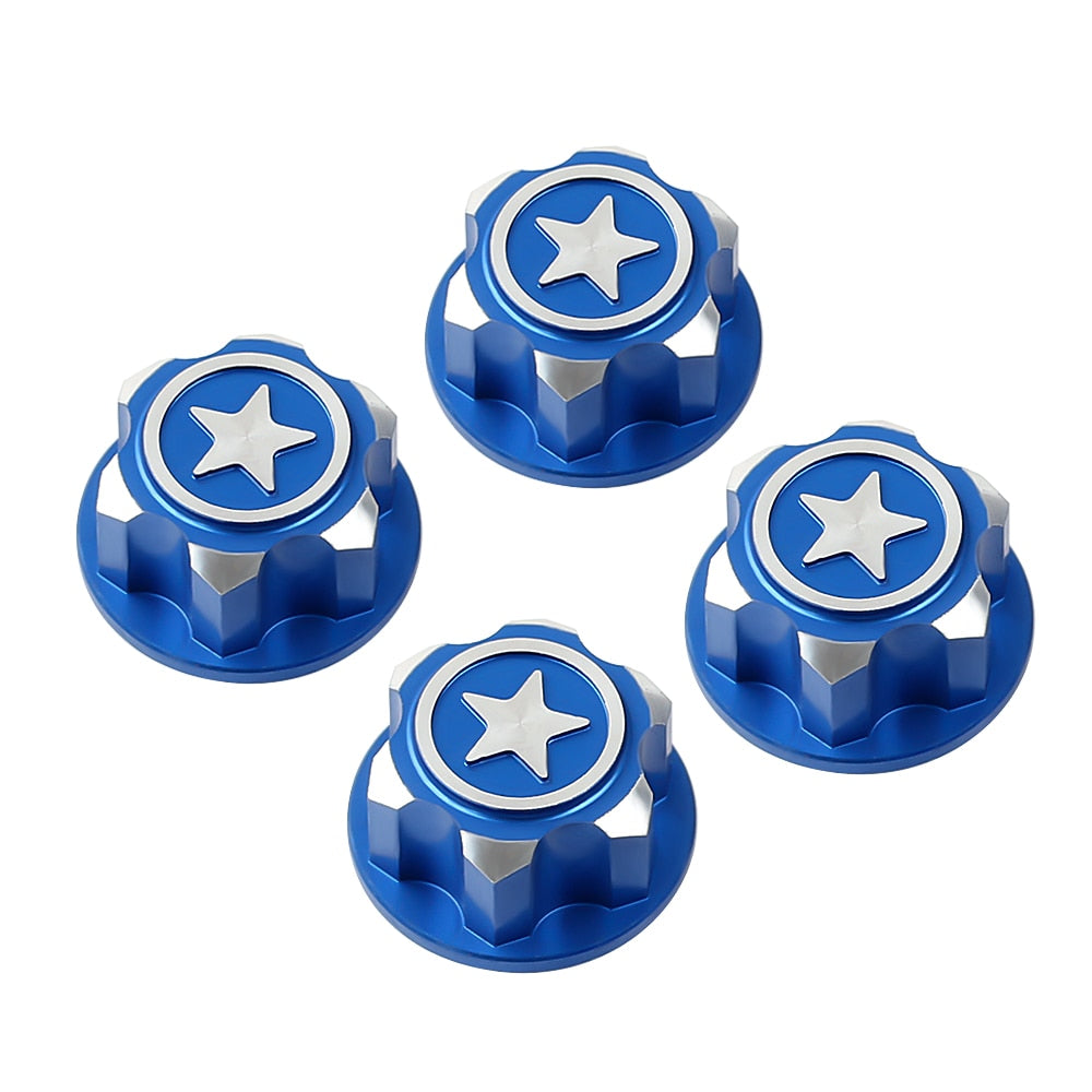 Aluminium 17MM Hex Wheel Nut Center Cap for 1:8 Off-road RC Car Monster Truck Traxxas X-Maxx SUMMIT  E-REVO - 4Pc Blue