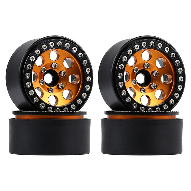 Metal 1.9 Beadlock 8 Round Hole Wheel Hub Rim for 1/10 RC Crawler Axial SCX10 90046 AXI03007 Traxxas TRX4 RedCat D90 - 4Pc Set Gold