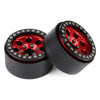 Metal 1.9 Beadlock 8 Round Hole Wheel Hub Rim for 1/10 RC Crawler Axial SCX10 90046 AXI03007 Traxxas TRX4 RedCat D90 - 4Pc Set Red