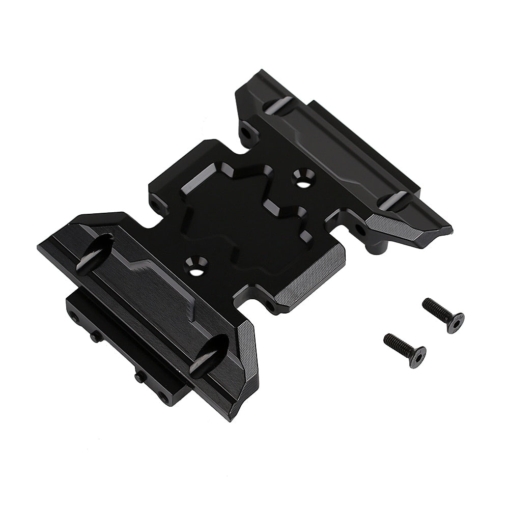 RC Car Aluminum Alloy Gearbox Mount Transmission Skid Plate for 1:10 RC Crawler Axial SCX10 III AXI03007 - 1Pc Set Black