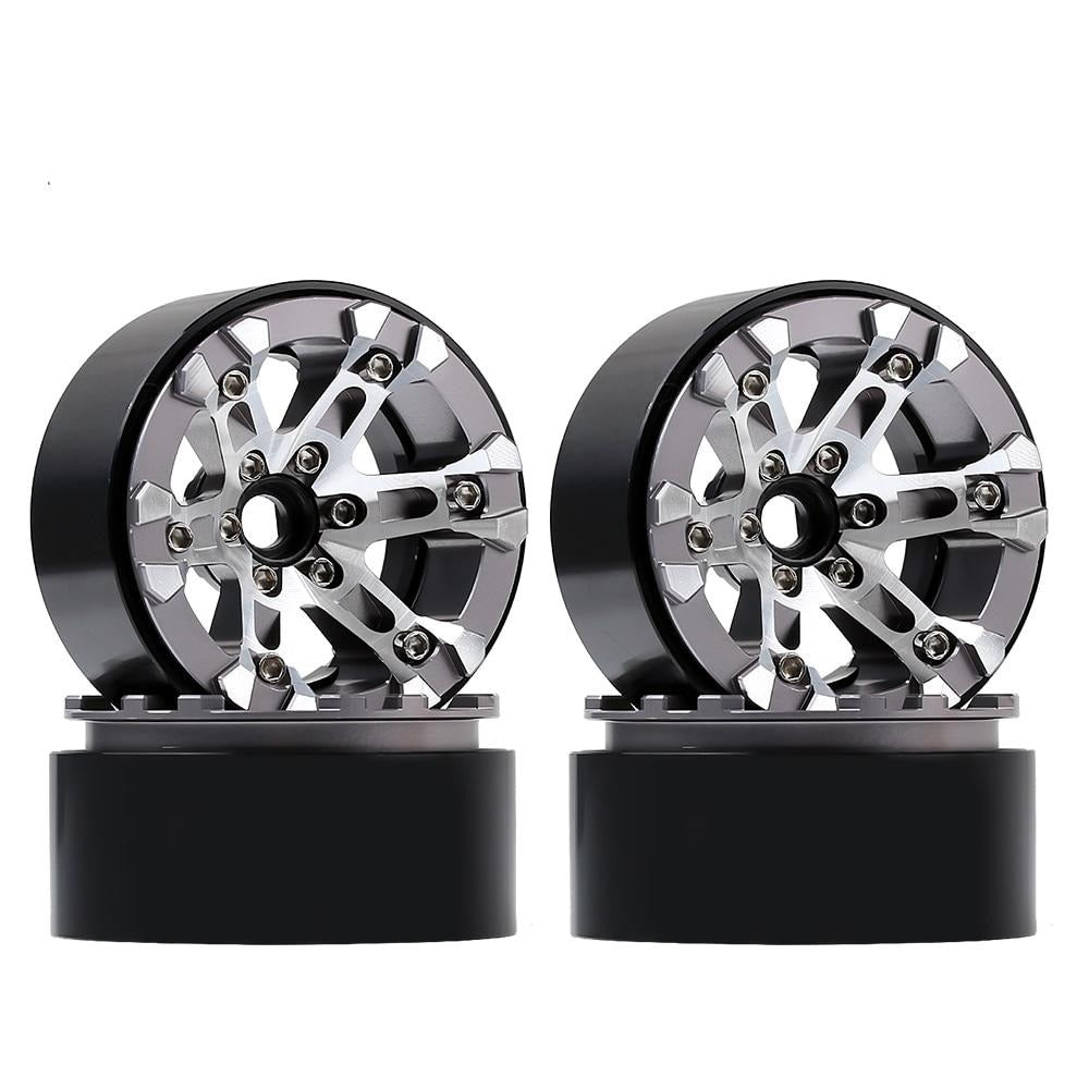 Aluminum Alloy 2.0inch Beadlock Wheel Rims fit 1.9inch Tires for 1/10 RC Crawler Axial SCX10 90046  Traxxas TRX4 D90 - 4Pc Grey