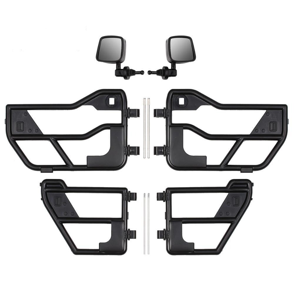 RC Car Plastic Tube Doors & Rearview Mirror For 1:10 RC Crawler Car Axial SCX10 90046 Jeep Wrangler Hard Body Shell - 1 Set Black