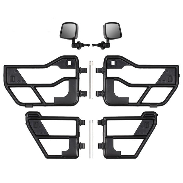 RC Car Plastic Tube Doors & Rearview Mirror For 1:10 RC Crawler Car Axial SCX10 90046 Jeep Wrangler Hard Body Shell - 1 Set Black