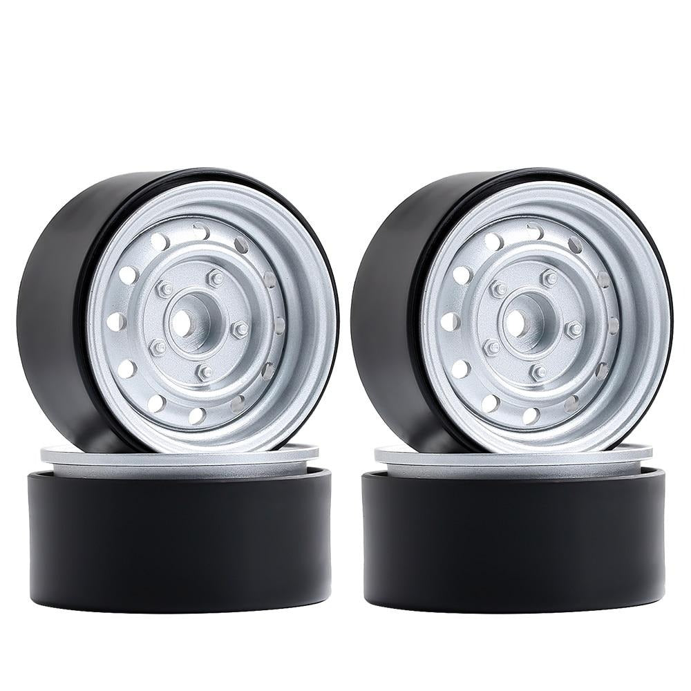 Metal 1.9" Beadlock 12-Holes Wheel Rim Hub for 1/10 RC Crawler Car Axial SCX10 90046 D90 Traxxas TRX-4 - 4Pc Silver