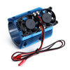 Metal Dual Fan 41-43mm Motor Radiator Heat Sink for 1/8 RC Car Monster Truck Traxxas SUMMIT E-REVO - 1 Set Blue