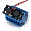 Metal Dual Fan 41-43mm Motor Radiator Heat Sink for 1/8 RC Car Monster Truck Traxxas SUMMIT E-REVO - 1 Set Blue
