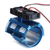 Metal Dual Fan 41-43mm Motor Radiator Heat Sink for 1/8 RC Car Monster Truck Traxxas SUMMIT E-REVO - 1 Set Blue