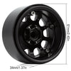 Heavy 2.2" Beadlock Metal Wheel Rim 249g/pc for 1/10 RC Crawler Car Axial SCX10 90046 Wraith RR10 Traxxas TRX-6 - 4Pc Black