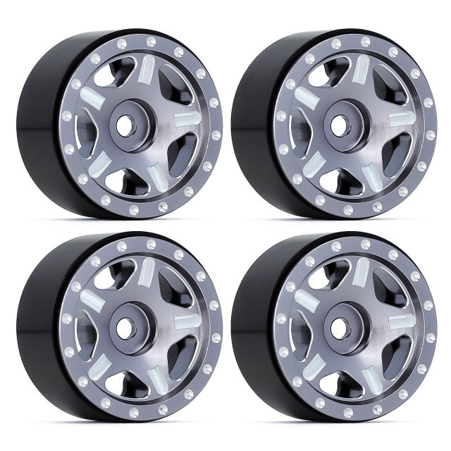 1.0" Beadlock CNC Micro Crawler Alloy Wheel Rim Hub for 1/24 RC Crawler Car Axial SCX24 90081 AXI00001 - 4Pc Grey