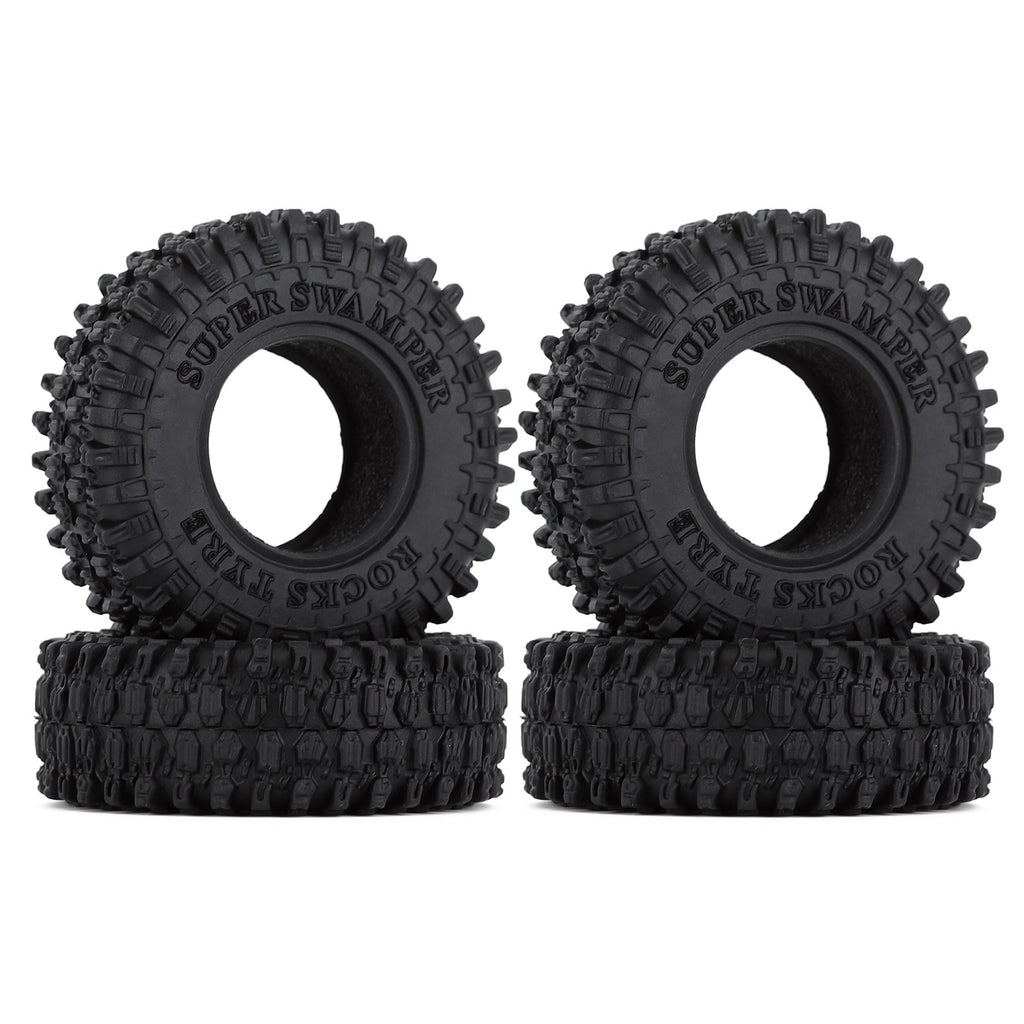 52*18mm 1.0" Soft Rubber All Terrain Wheel Tires for 1/24 RC Crawler Car Axial SCX24 90081 AXI00002 Deadbolt - 4Pc Set