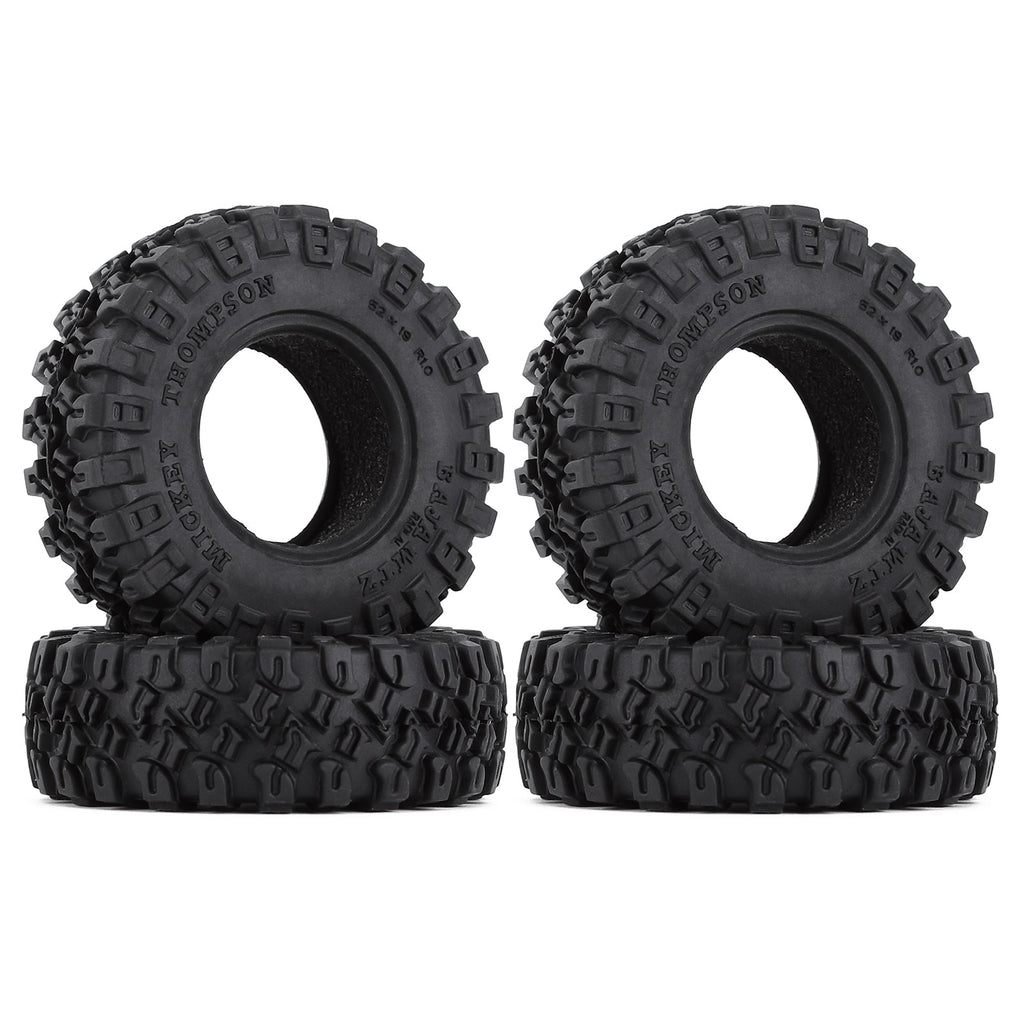 4PCS 1.0" All Terrain Soft Rubber Wheel Tires 52*17mm for 1/24 RC Crawler Car Axial SCX24 90081 AXI00001 Deadbolt - 4Pc Set