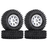 1.0" Beadlock Micro Crawler Alloy Wheel Rims Tires Set (8-Holes) for 1/24 RC Crawler Car Axial SCX24 90081 AXI00001 Deadbolt - 4Pc Silver