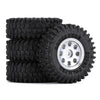 1.0" Beadlock Micro Crawler Alloy Wheel Rims Tires Set (8-Holes) for 1/24 RC Crawler Car Axial SCX24 90081 AXI00001 Deadbolt - 4Pc Silver