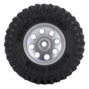 1.0" Beadlock Micro Crawler Alloy Wheel Rims Tires Set (8-Holes) for 1/24 RC Crawler Car Axial SCX24 90081 AXI00001 Deadbolt - 4Pc Silver