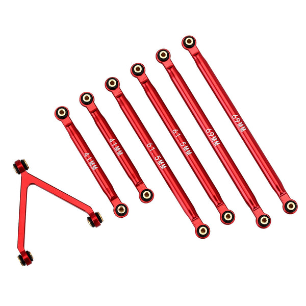 Aluminum Chassis Links Set for 1/24 RC Crawler Car LWB 133.5mm Axial SCX24 Deadbolt AXI90081 Upgrade Parts - Red