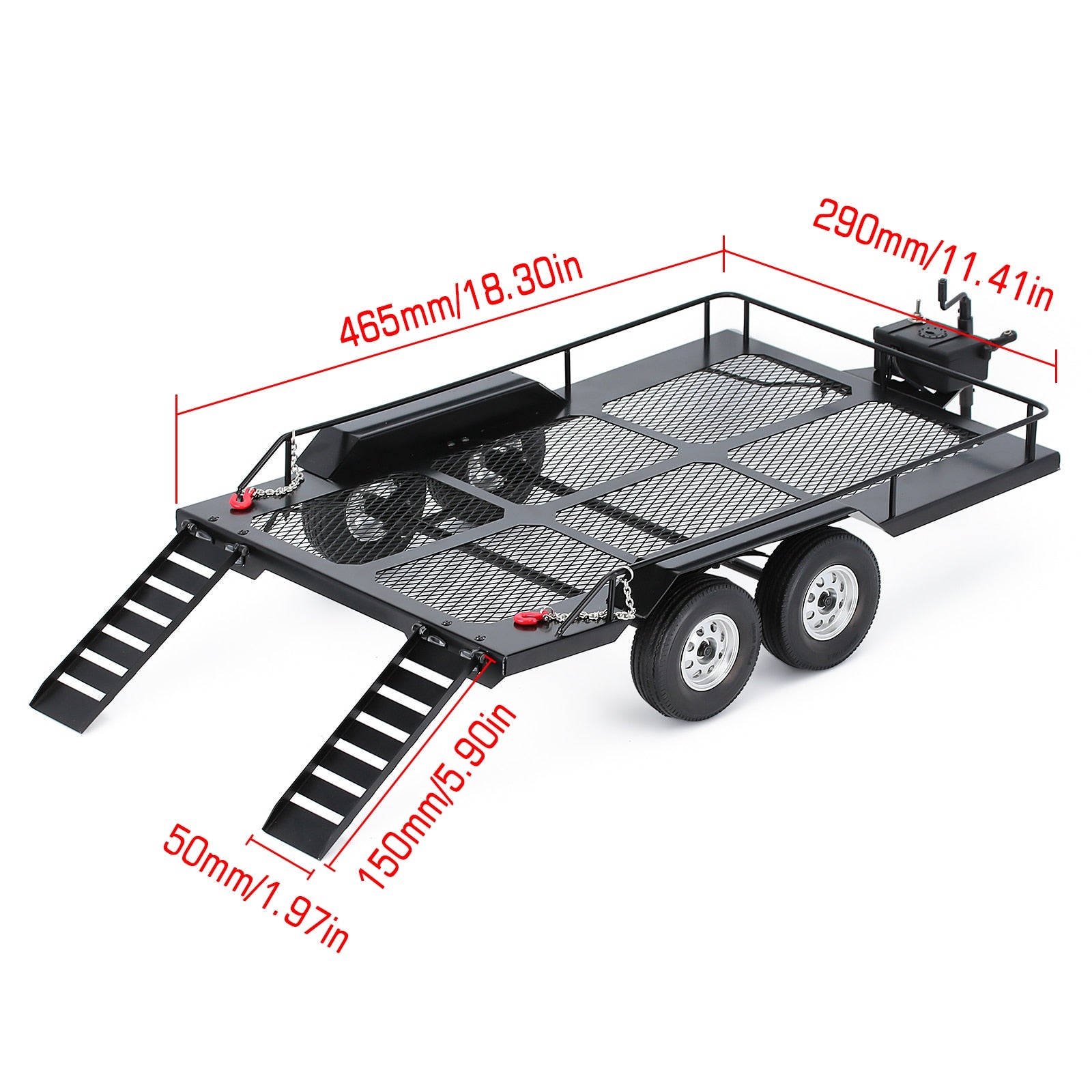 465*290MM Metal Trailer for 1/10 RC Car Crawler Axial SCX10
