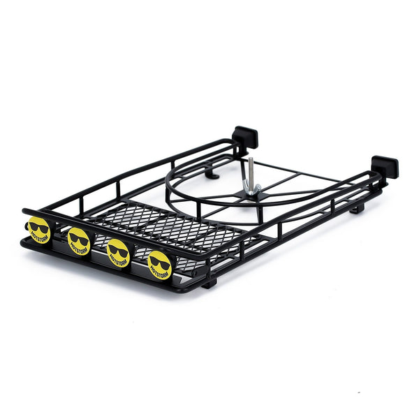 Metal Roof Rack Luggage Carrier with Smile Face LED Lights for 1/10 RC Crawler Car Axial SCX10 II 90046 Traxxas TRX4 Bronco - 1 Set Black
