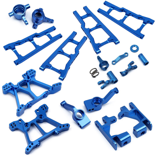 Steering Knuckles Suspension Arm Metal Upgrade Parts Kit for 1/10 RC Car Truck Traxxas Slash 4X4 - Blue